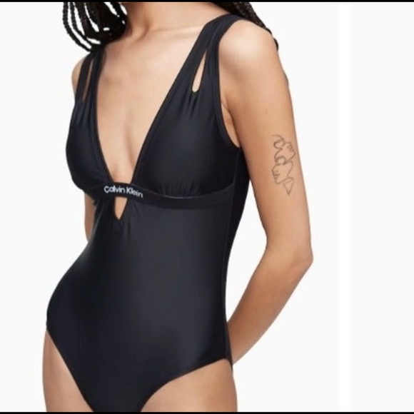 Calvin klein deep v one piece swimsuit Clearance